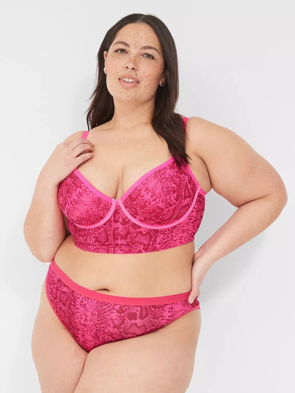 Lane Bryant Cacique Crush Ruched-Back Cheeky Panty 14/16 (2X) Python Pink